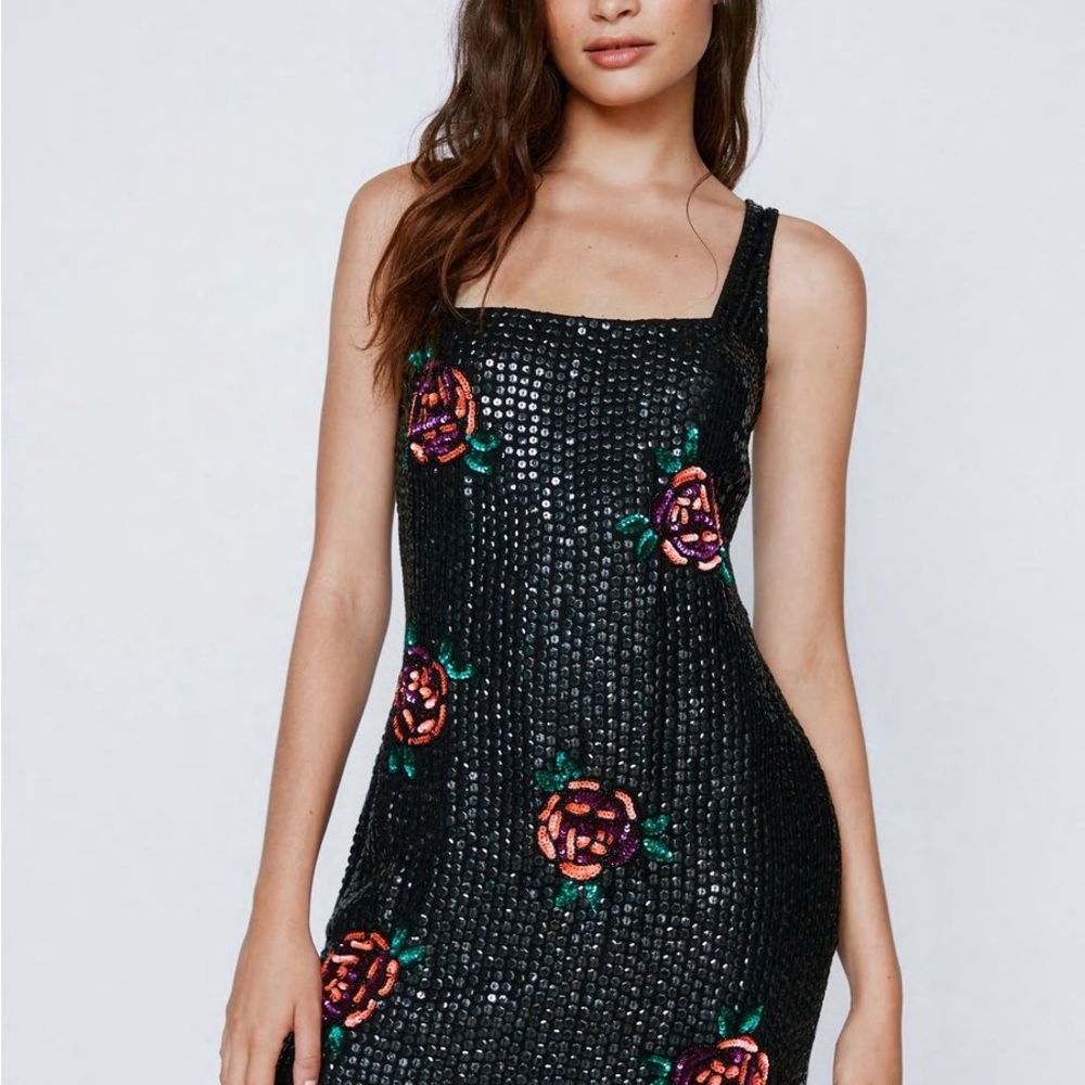 Midi sequined shift dress